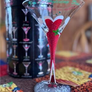 Festive Red Glitter Martini Glass